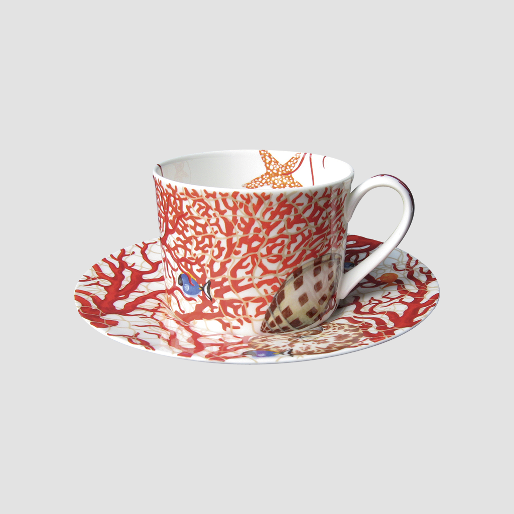 Gift Republic Tazza Smaltata Fauna Marina – Blu E Bianca – Robusta Per Campeggio E Outdoor