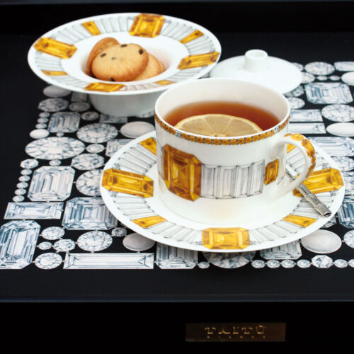 tea/espresso cup and saucer diamond square tray TAITÙ