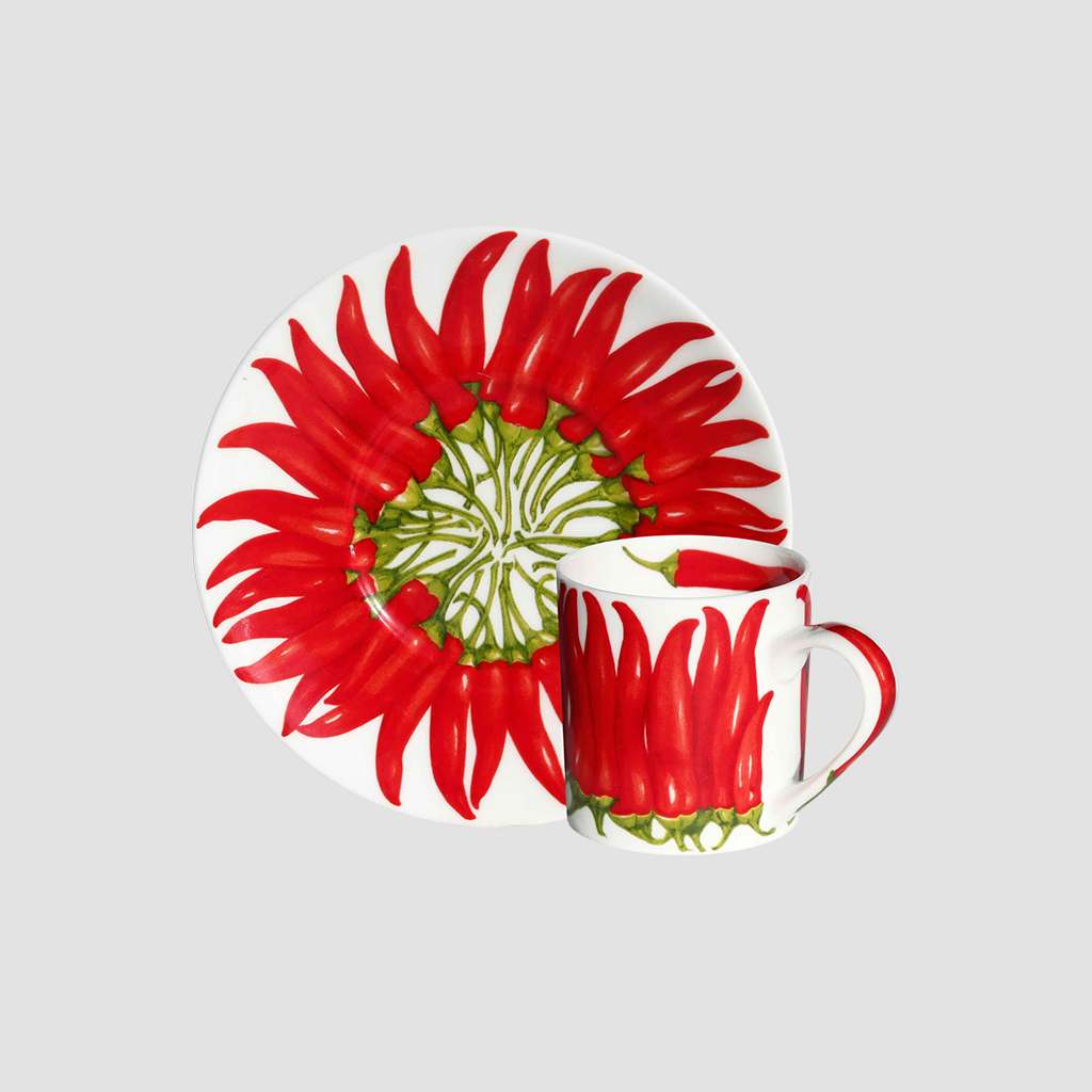 Red Daisy Espresso Cup & Saucer