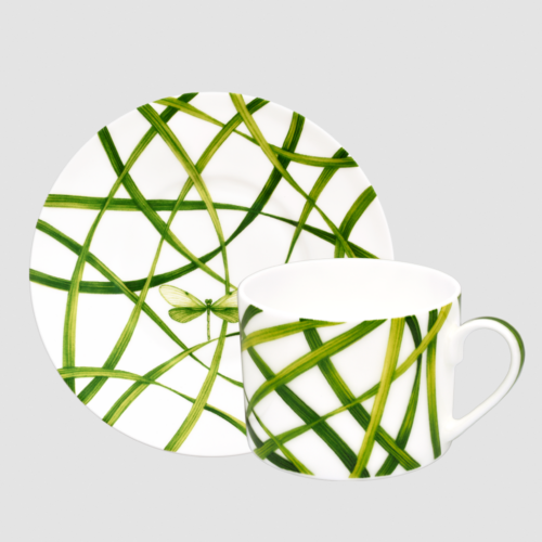 Tea Cup & Saucer - Life in Green Collection in Fine Bone China